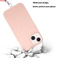 For iPhone 14 Wheat MagSafe Magnetic Straw Material + TPU Phone Case with Lanyard(Pink)