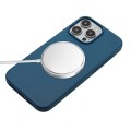 For iPhone 14 Pro Wheat MagSafe Magnetic Straw Material + TPU Phone Case with Lanyard(Blue)