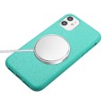 For iPhone 12 Wheat MagSafe Magnetic Straw Material + TPU Phone Case with Lanyard(Green)