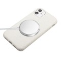 For iPhone 12 Wheat MagSafe Magnetic Straw Material + TPU Phone Case with Lanyard(White)