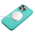 For iPhone 12 Pro Max Wheat MagSafe Magnetic Straw Material + TPU Phone Case with Lanyard(Green)