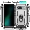 For Google Pixel 8a Shockproof TPU + PC Phone Case with Holder(Silver)