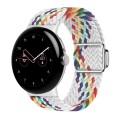 For Google Pixel Watch / Watch 2 Nylon Loop Magnetic Buckle Watch Band(White Rainbow)