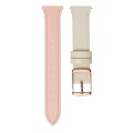 22mm Universal Genuine Leather Watch Band(Light Pink White)