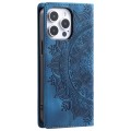 For iPhone 15 Pro Max Totem Embossed Magnetic Leather Phone Case(Blue)