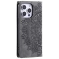 For iPhone 15 Pro Max Totem Embossed Magnetic Leather Phone Case(Grey)