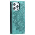For iPhone 15 Pro Max Totem Embossed Magnetic Leather Phone Case(Green)