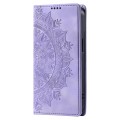 For iPhone 15 Pro Max Totem Embossed Magnetic Leather Phone Case(Purple)