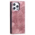 For iPhone 15 Pro Totem Embossed Magnetic Leather Phone Case(Rose Gold)