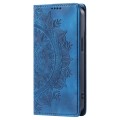 For iPhone 15 Plus Totem Embossed Magnetic Leather Phone Case(Blue)