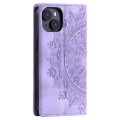 For iPhone 15 Plus Totem Embossed Magnetic Leather Phone Case(Purple)