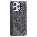 For iPhone 14 Pro Max Totem Embossed Magnetic Leather Phone Case(Grey)