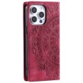 For iPhone 14 Pro Totem Embossed Magnetic Leather Phone Case(Red)