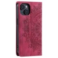 For iPhone 14 Plus Totem Embossed Magnetic Leather Phone Case(Red)