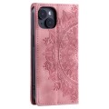 For iPhone 14 Plus Totem Embossed Magnetic Leather Phone Case(Rose Gold)