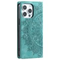 For iPhone 13 Pro Max Totem Embossed Magnetic Leather Phone Case(Green)