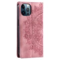 For iPhone 12 Pro Max Totem Embossed Magnetic Leather Phone Case(Rose Gold)