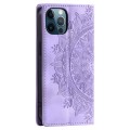 For iPhone 12 Pro Max Totem Embossed Magnetic Leather Phone Case(Purple)