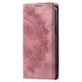 For iPhone 12 / 12 Pro Totem Embossed Magnetic Leather Phone Case(Rose Gold)