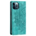 For iPhone 12 / 12 Pro Totem Embossed Magnetic Leather Phone Case(Green)