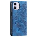 For iPhone 12 mini Totem Embossed Magnetic Leather Phone Case(Blue)