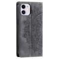 For iPhone 12 mini Totem Embossed Magnetic Leather Phone Case(Grey)