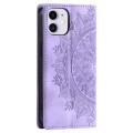 For iPhone 12 mini Totem Embossed Magnetic Leather Phone Case(Purple)
