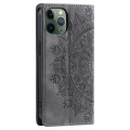 For iPhone 11 Pro Max Totem Embossed Magnetic Leather Phone Case(Grey)