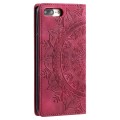For iPhone 8 Plus / 7 Plus Totem Embossed Magnetic Leather Phone Case(Red)