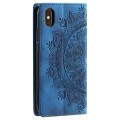 For iPhone XS / S Totem Embossed Magnetic Leather Phone Case(Blue)