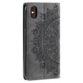 For iPhone XS / S Totem Embossed Magnetic Leather Phone Case(Grey)