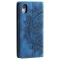 For iPhone XR Totem Embossed Magnetic Leather Phone Case(Blue)