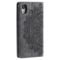 For iPhone XR Totem Embossed Magnetic Leather Phone Case(Grey)