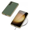 For Samsung Galaxy S24+ 5G GKK Weave Texture Electroplating PU Protective Phone Case(Black)