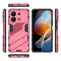 For Xiaomi Redmi Note 13R Pro 5G Punk Armor 2 in 1 PC + TPU Phone Case with Holder(Light Red)