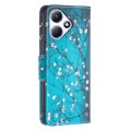 For Infinix Hot 30 Play NFC Colored Drawing Pattern Leather Phone Case(Plum Blossom)