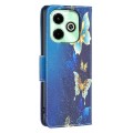 For Infinix Hot 40i Colored Drawing Pattern Leather Phone Case(Gold Butterfly)