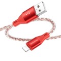 Borofone BX96 USB to 8 Pin Silicone Charging Data Cable, Length: 1m(Red)