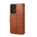 For Samsung Galaxy A52 Denior Crocodile Texture Oil Edge Leather Phone Case(Brown)