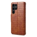 For Samsung Galaxy S24+ 5G Denior Crocodile Texture Oil Edge Leather Phone Case(Brown)
