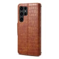 For Samsung Galaxy S24 5G Denior Crocodile Texture Oil Edge Leather Phone Case(Brown)