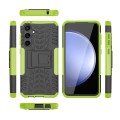For Samsung Galaxy S23 FE 5G Tire Texture TPU + PC Phone Case with Holder(Green)