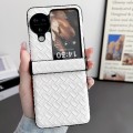For OPPO Find N3 Flip Three-piece Set Woven Texture Folding PU Phone Case(White)