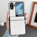 For OPPO Find N2 Flip Three-piece Set Woven Texture Folding PU Phone Case(White)