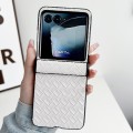For Motorola Razr 40 Ultra Three-piece Set Woven Texture Folding PU Phone Case(White)