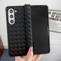 For Samsung Galaxy Z Fold5 Three-piece Set Woven Texture Folding PU Phone Case(Black)