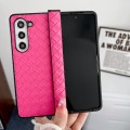 For Samsung Galaxy Z Fold5 Three-piece Set Woven Texture Folding PU Phone Case(Rose Red)