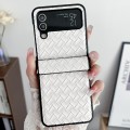 For Samsung Galaxy Z Flip3 Three-piece Set Woven Texture Folding PU Phone Case(White)