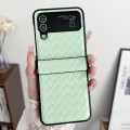 For Samsung Galaxy Z Flip3 Three-piece Set Woven Texture Folding PU Phone Case(Green)