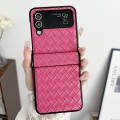 For Samsung Galaxy Z Flip4 Three-piece Set Woven Texture Folding PU Phone Case(Rose Red)